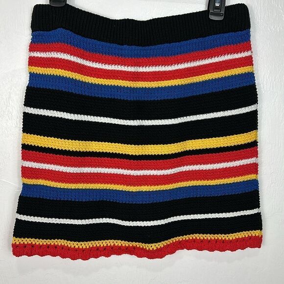 ASOS Striped Colorful Crochet Cotton Blend Mini Skirt Size 10 - Picture 3 of 7
